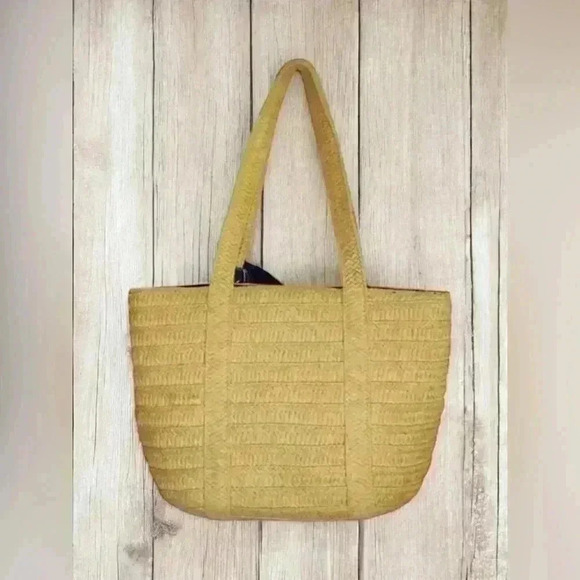 Draper James Everyday Straw Bag Tote Purse with Scarf Bow Travel Beach Preppy - Picture 14 of 15